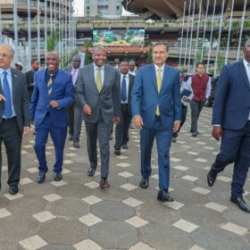 Agriculture sector leaders tour the AgriTec Africa exhibition area during the official launch at KICC, Nairobi.