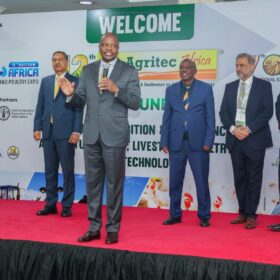 Cabinet Secretary Hon. Sen. Mutahi Kagwe addresses participants during the opening of the 12th Agritec Africa International Exhibition and Conference at KICC.