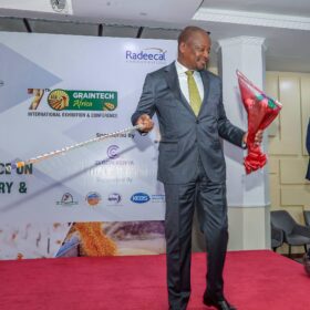 CS Kagwe receives a ceremonial welcome during the opening programme of the Agritec Africa exhibition.