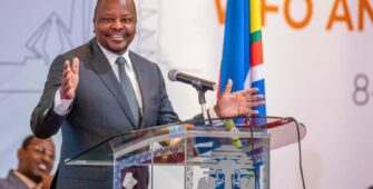 Cabinet Secretary Sen. Mutahi Kagwe addresses delegates during the World Farmers Organisation General Assembly in Nairobi.