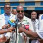Cabinet Secretary Hon. Sen. Mutahi Kagwe addresses the media during his visit to West Valley Sugar Company, where he outlined opportunities in sugar, electricity generation and ethanol production.