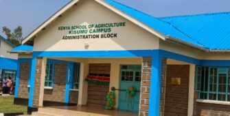 Agriculture Principal Secretary Dr. Kiprono Ronoh, CBS, during the official handing over of Pap Konam Agricultural Training Centre in Seme Constituency, Kisumu County.