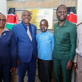 Agriculture Principal Secretary Dr. Kiprono Ronoh, CBS, during the official handing over of Pap Konam Agricultural Training Centre in Seme Constituency, Kisumu County.