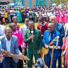 Agriculture Principal Secretary Dr. Kiprono Ronoh, CBS, during the official handing over of Pap Konam Agricultural Training Centre in Seme Constituency, Kisumu County.