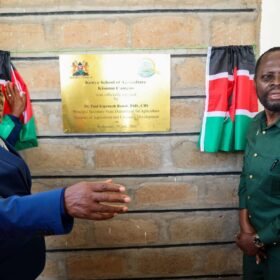 Agriculture Principal Secretary Dr. Kiprono Ronoh, CBS, during the official handing over of Pap Konam Agricultural Training Centre in Seme Constituency, Kisumu County.