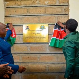 Agriculture Principal Secretary Dr. Kiprono Ronoh, CBS, during the official handing over of Pap Konam Agricultural Training Centre in Seme Constituency, Kisumu County.