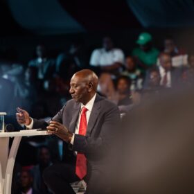 President William Ruto addresses the Agriculture and Food Systems Transformation Summit at Jamhuri Park ASK Showground.